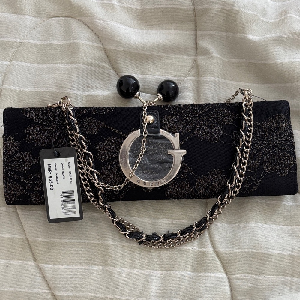 Guess Black and Silver Floral Clutch TWO DAYS ONLY: until 2/7